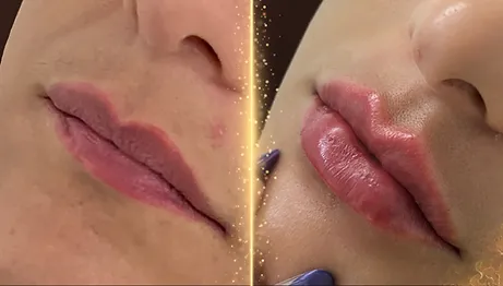 Antes e depois: preenchimento labial
